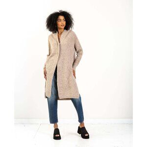 C.T. Plage Womens Alpaca Duster Sweater Cardigan Size 38/M Shaggy Fluffy Hooded